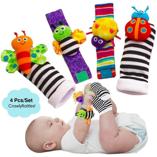 CrawlyRattles Bundle (x2 Wrist Rattles + x2 Baby Socks)